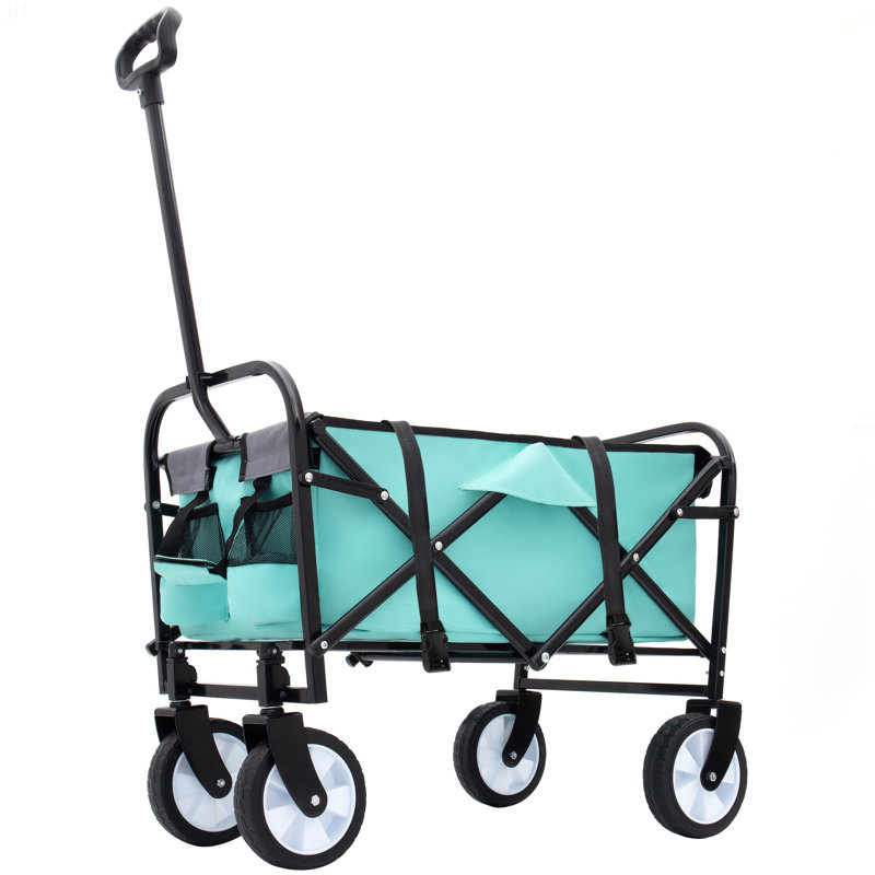 Chariot pliable à roulettes pliable avec roues, Vert, 37.4" H x 26" W x 17.3" D