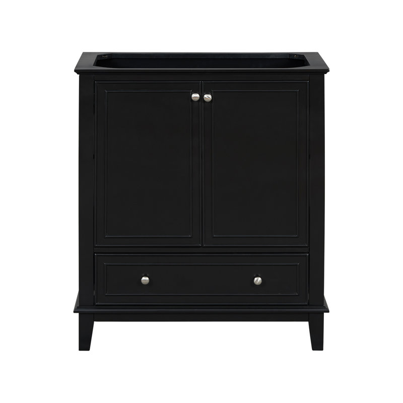 30" Bathroom Vanity Without Sink, Base Only, Multi-Functional Bathroom Cabinet With Doors And Drawer, Solid Frame And MDF Board, Black