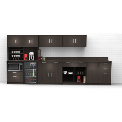 Buffet Sideboard Kitchen Break Room Lunch Coffee Kitchenette Cabinets 8 Pc Espresso – Factory Assembled (Furniture Items Purchase Only) -  Breaktime, 3072