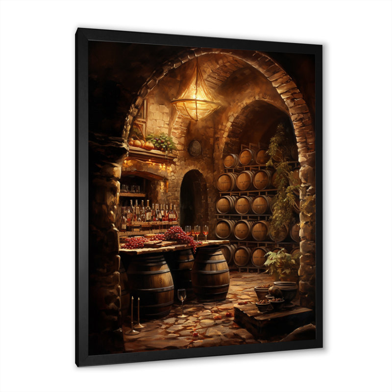 Harmonie de cave à vin - Art mural champagne, H 44 po x l 34 po x P 1,5 po, Cadre simple noir