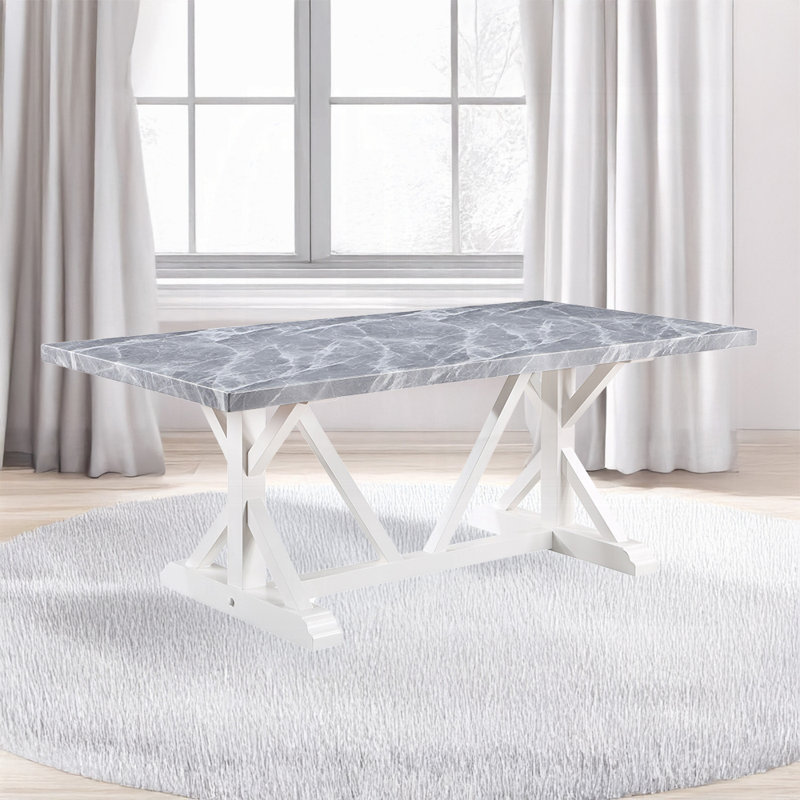 Table de salle à manger Hollyn avec plateau en pierre reconstituée