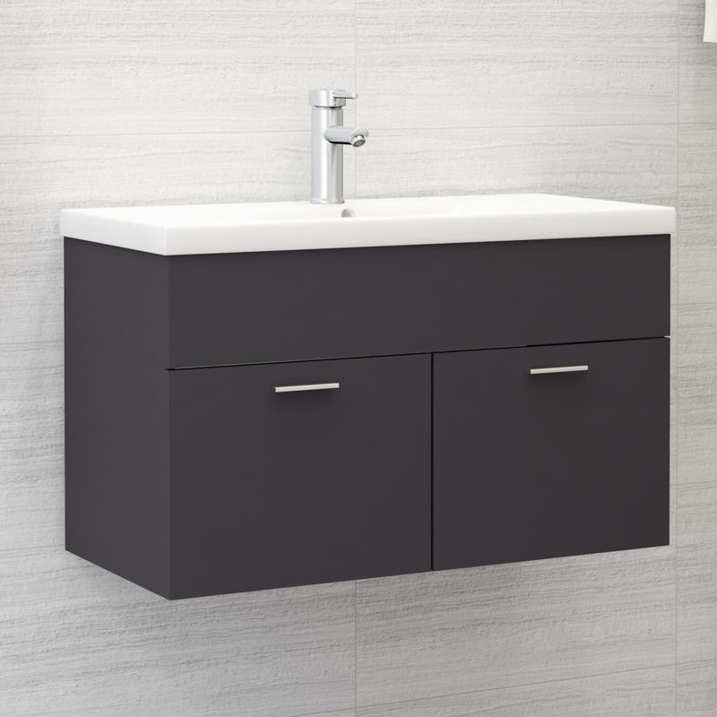 Saona Wall Hung Single Vanity Unit, 800mm, Black