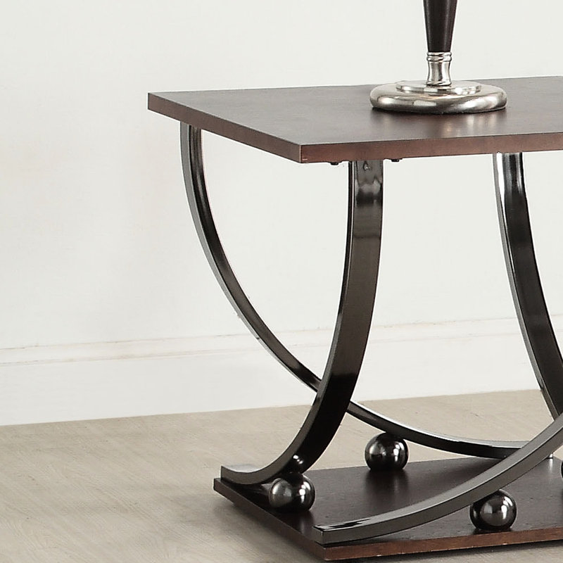 Table de bout en nickel noir avec tablette inférieure - forme carrée pour diverses utilisations de surface moderne et supplémentaire