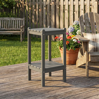 26" Height Outdoor 2-Tier Side Table: HDPE & Weatherproof