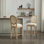 Solid Wood Bar Stools Set Of 2, Classic French Country Wooden Barstools With Upholstered Seating