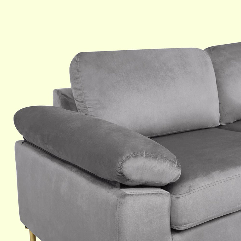 Tieson 101.2'' Velvet Sofa, Gray Velvet
