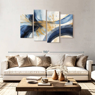 Bleu abstrait et beige Avery