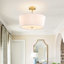 Luminaire de style lustre cylindrique 3 lumières semi-encastré avec abat-jour blanc pour chambre à coucher, salon, entrée, couloir