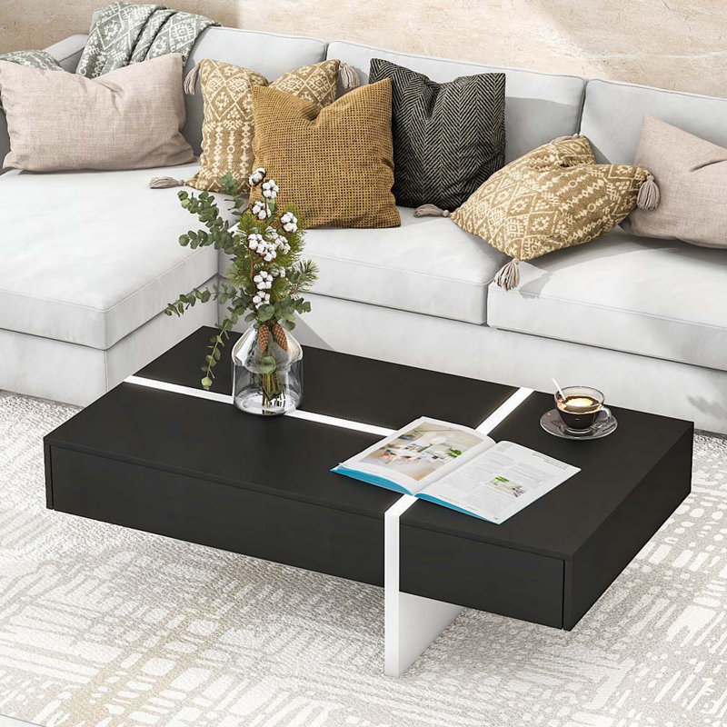 Table basse rectangulaire, Noir / blanc