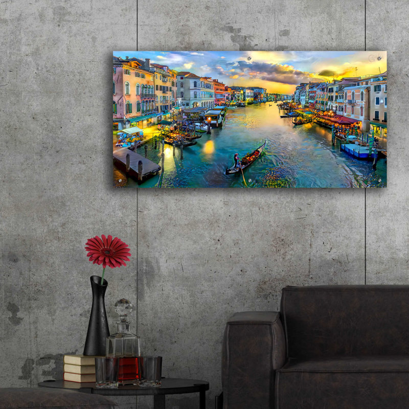 Grand canal de Venise, Italie, par Pierre Gavidia - impression sans cadre, H 24 po x l 48 po x P 0,2 po