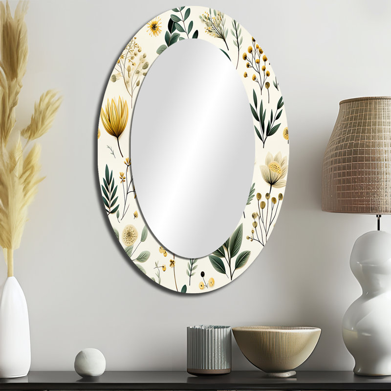 Miroir mural Botanical Neutrals - motif ovale vert, H 36 po x l 24 po