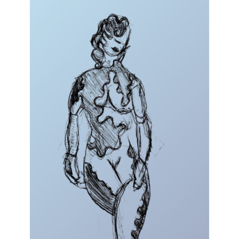 «Her» au trait, conception moderne par Madison McElroy - impression, Papier, H 36 po x l 12 po x P 1,5 po