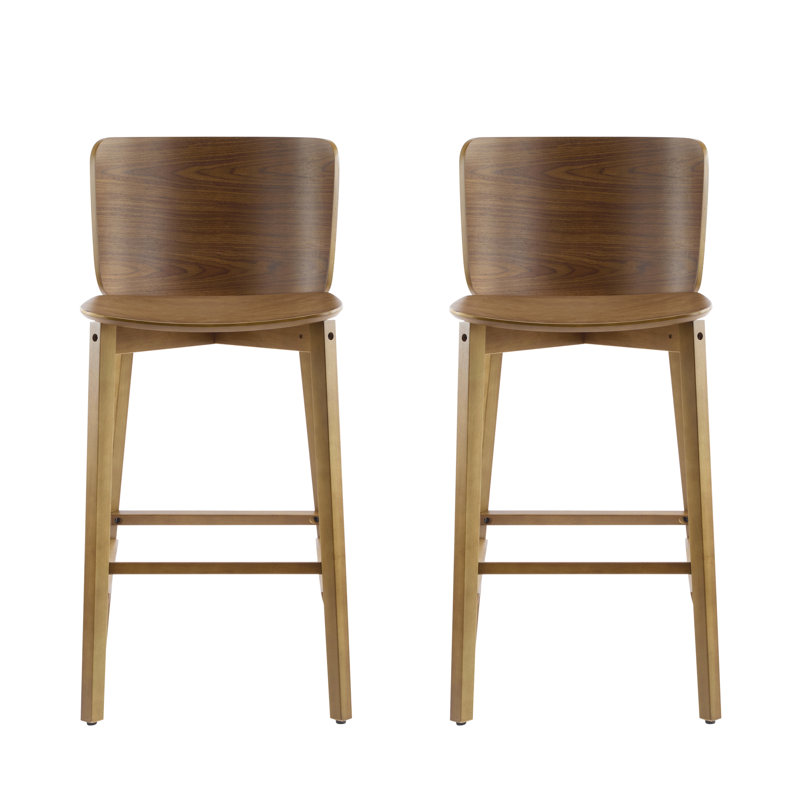 Tabouret de bar d'intérieur en bois Pari, finition noyer, ensemble de 2