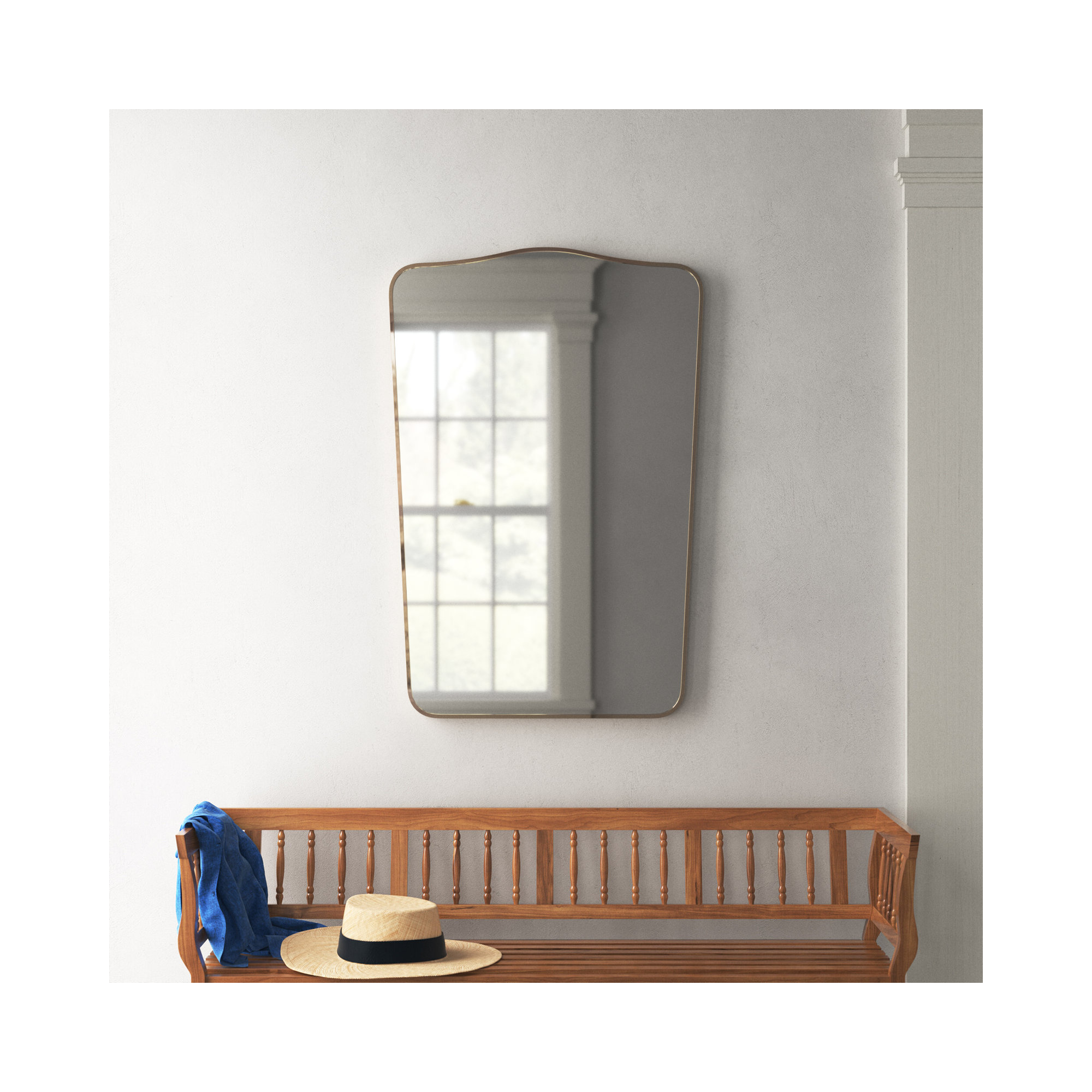 Bellona Aluminum Arch Wall Mirror, Gold