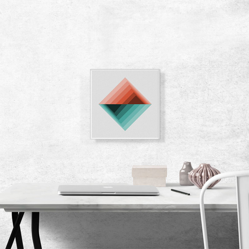 Impression sur toile tendue, Mid-Century Modern Orange and Teal, H 12 po x l 12 po x P 1,5 po
