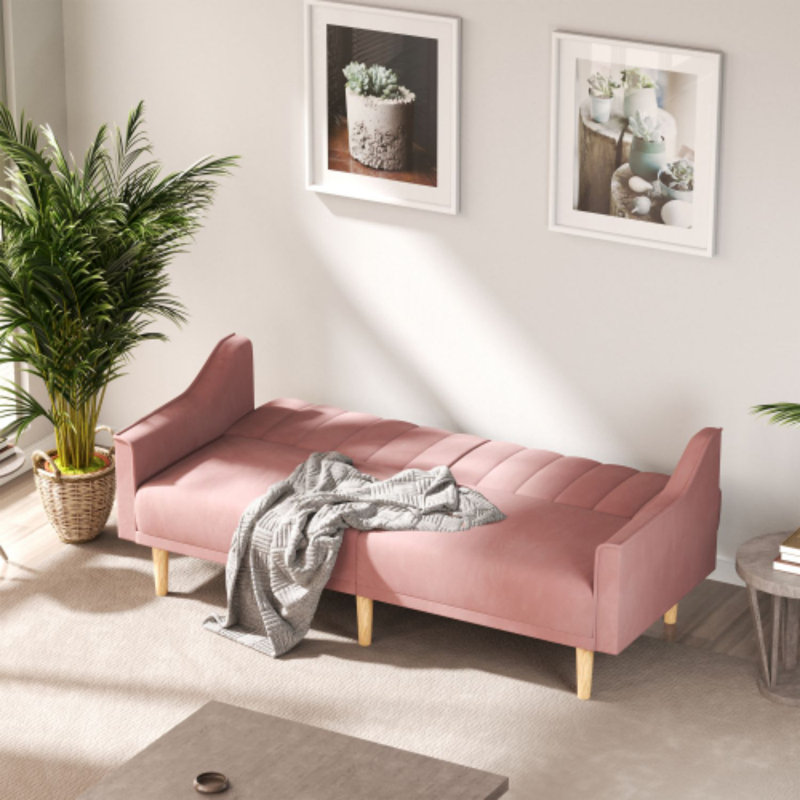 Keesa Cotton Sofa Bed, Pink Wood