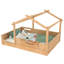 Lit double pour enfant avec toit, garde-corps, plateau et panneau intégrés, conception enfantine, naturel-1330657358-1330657347