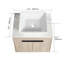 Meuble-lavabo flottant de 36 po au design moderne avec lavabo d'art en céramique, dalle de pierre plate blanche et petites tablettes de rangement, porte à fermeture douce-629131129