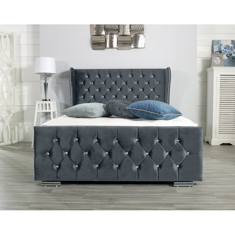 Lamberton Upholstered Bed Frame, European Kingsize (160 x 200 cm), Steel