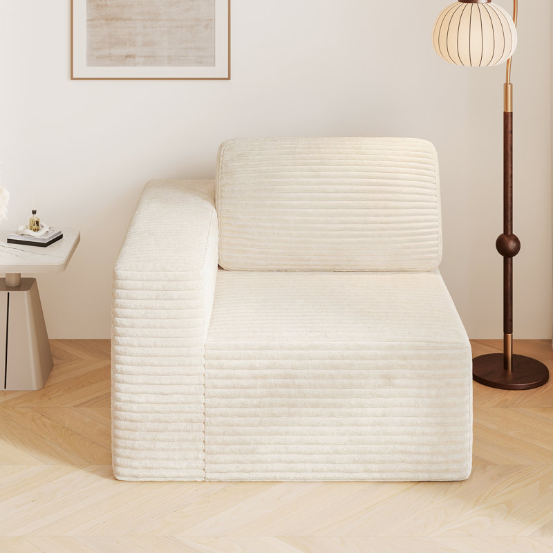 Modular Corduroy 101cm Accent Chair, Facing The Left Handrail, Beige
