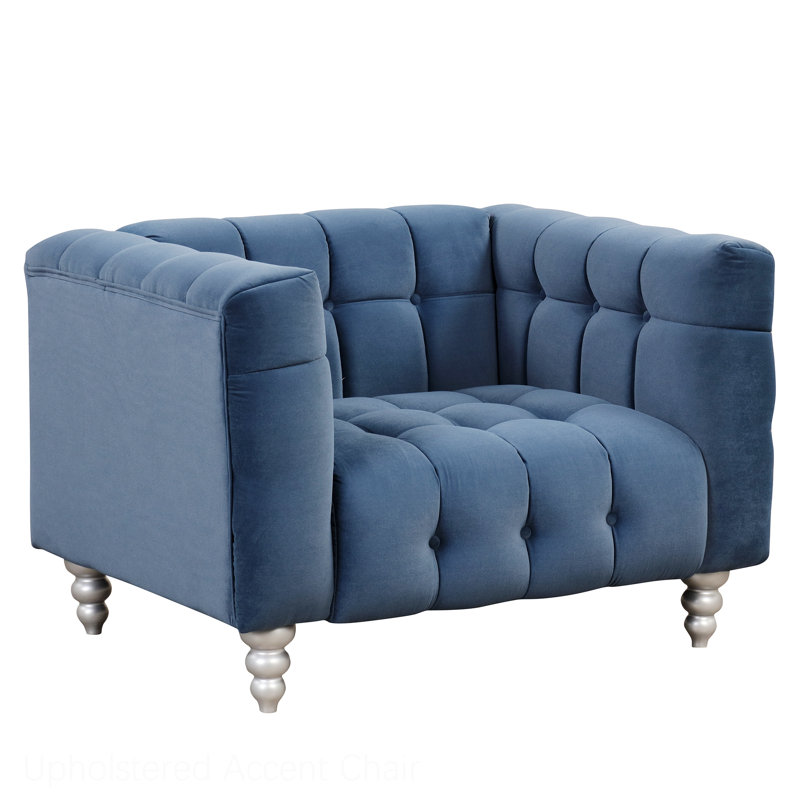 Aisyah Upholstered Armchair, Blue Polyester