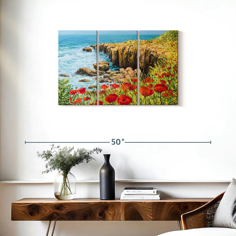 Gillard Seascape Poppies, peinture, H 20 po x l 33 po