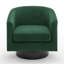 Fauteuil demi-tonneau pivotant en velours côtelé vert foncé avec base en bois massif Applewold-932401096