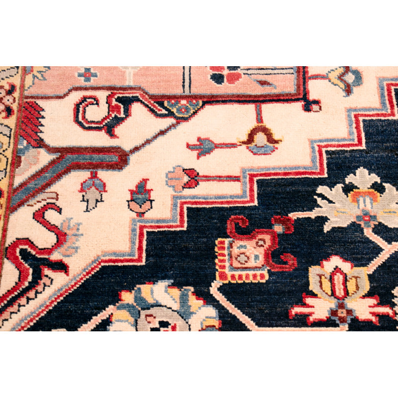 Serapi Hand-Knotted Navy/Red Wool Area Rug