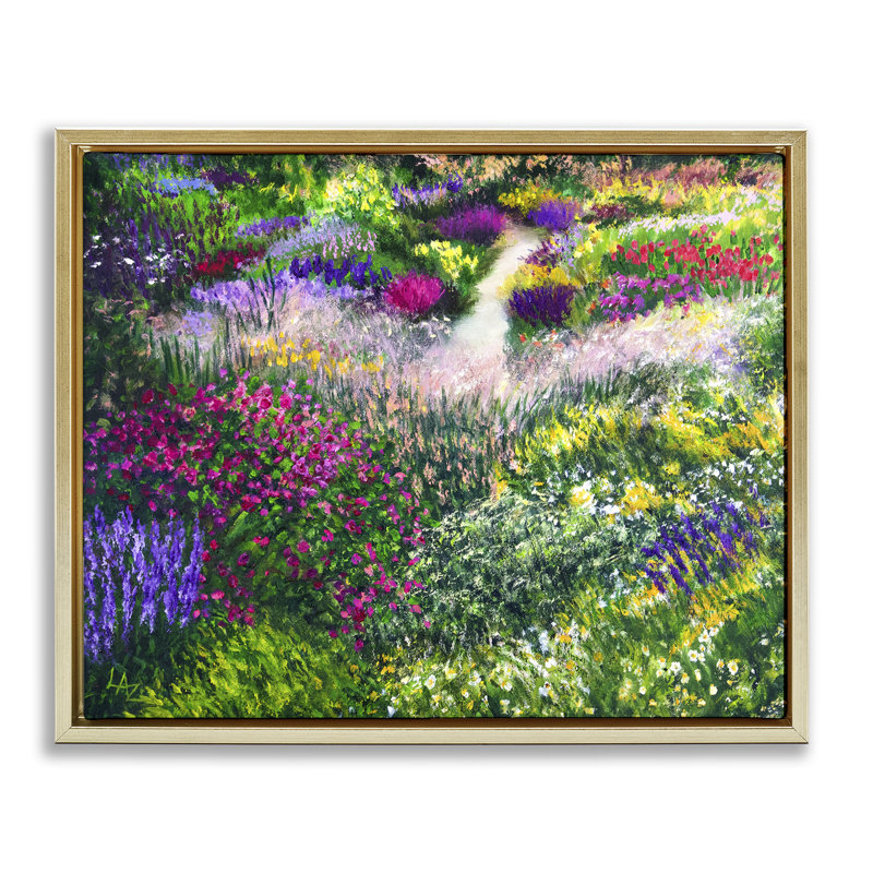 Cadre flottant Breath Of Spring Meadow, design par Lee Ann Zirbes, H 25 po x l 31 po, Cadre flottant métallique doré