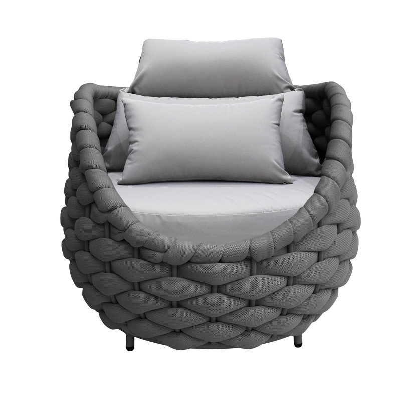 7 Person Outdoor Patio Hand-woven Rope Powder-coated Aluminum Sofa Outdoor Conversation Set For Bistro Garden Balcony Porch Deck Backyard Cafe