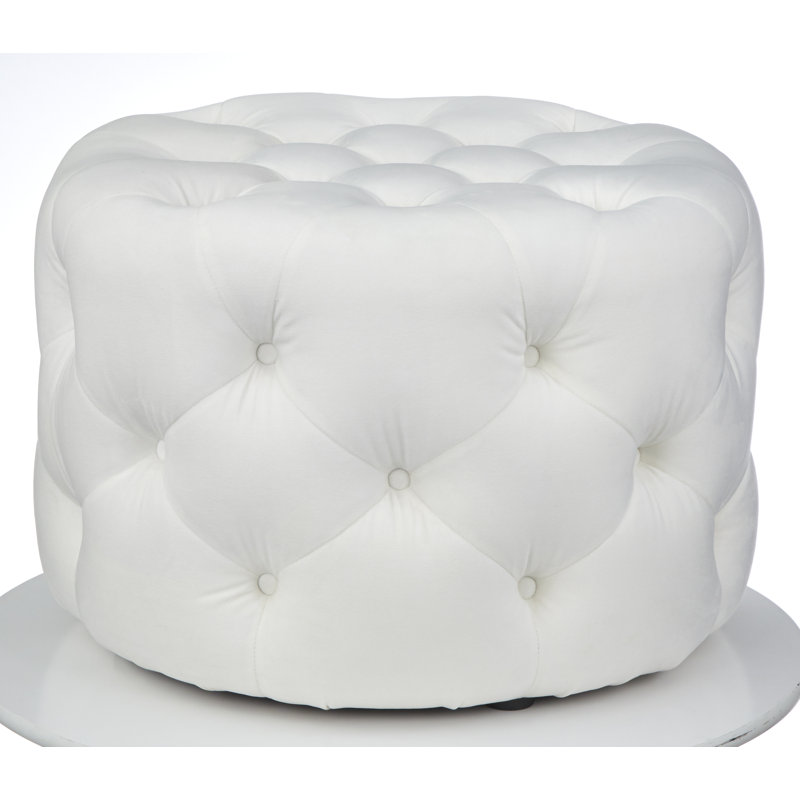 Repose-pieds de cocktail rond en velours 24,3 po Laforest, Velours blanc