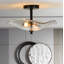 Modern Nature-Inspired Flush Mount Ceiling Light with Water Ripple Glass Shade Matte Black-129770334