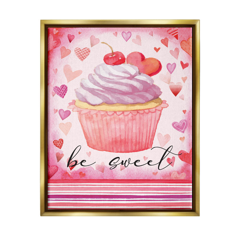 Be Be Romantic Hearts Cupcake Floater, art mural sur toile par ND Art, H 21 po x l 17 po x P 1,7 po