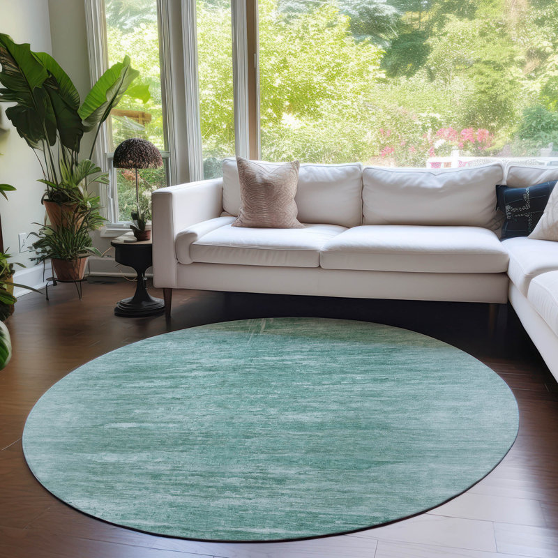 Wynesha Washable Abstract Indoor / Outdoor Rug, Round 8'