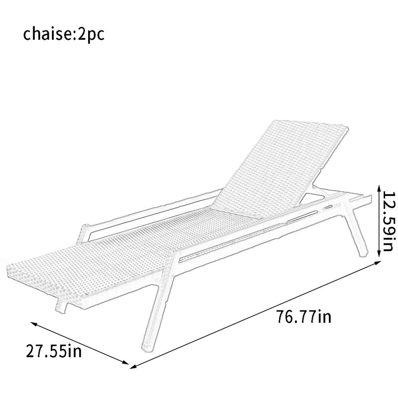 Chaise longue réglable en rotin pour l'extérieur