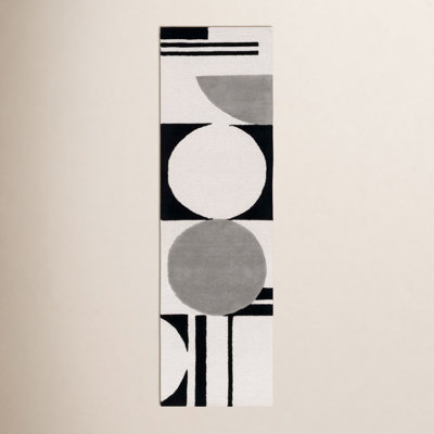Felipe Gray Black White Hand-Woven Geometric Rug