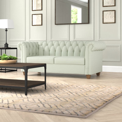 Canapé Chesterfield en lin à accoudoirs roulés 72,75 po Castleton
