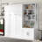  Full Murphy Wall Bed with Multiple Storage Shelves and Built-In Cabinet, White