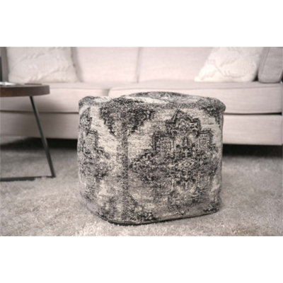 Pouf carré Sellek, repose-pieds confortable et polyvalent pour des coins confortables, fonctions multiples, design classique