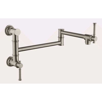 Wall Mounted Pot Filler Faucet, Modern Brass Pot Filler Two-Attachment Wall Mount Folding Kitchen Pot Filler Swing Arm