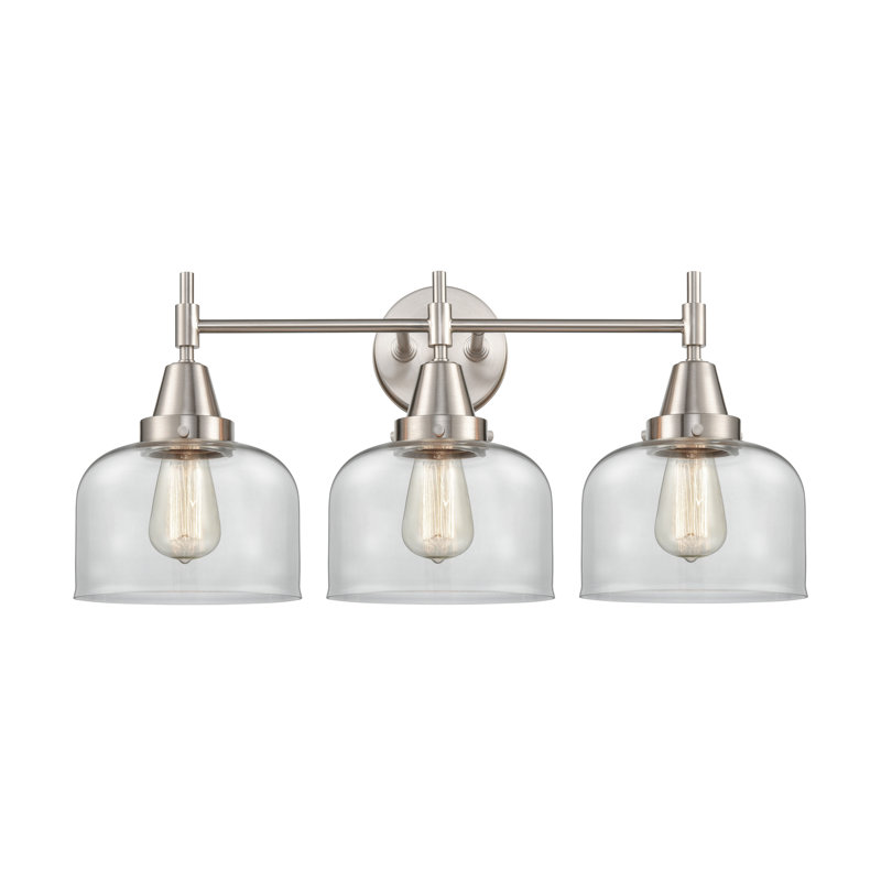 Éclairage pour meuble-lavabo à 3 lumières à intensité variable Gayle, Ampoule incandescente rétro de 60 watts, Nickel satiné