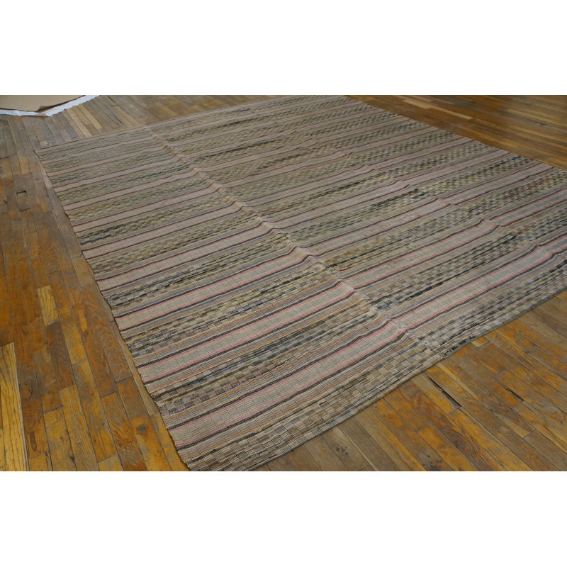 Antique American Rag Rug Room Size Cotton Multicolor