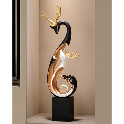 Light Luxury High-end Wealth-attracting Deer Resin Decor Ornament