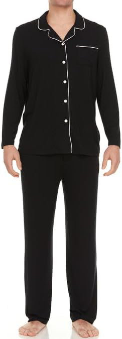 Micro Modal Jersey Above Knee Bathrobe with Pockets, Black, XL