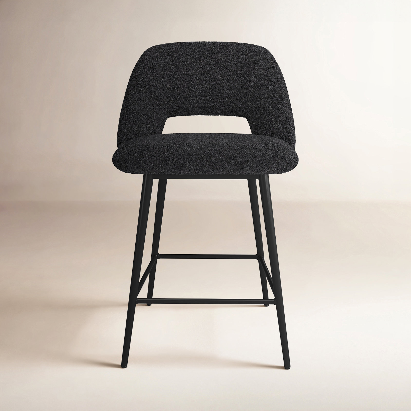 Valdez Bar and Counter Stool, Counter Height (23” Seat Height), Black Boucle