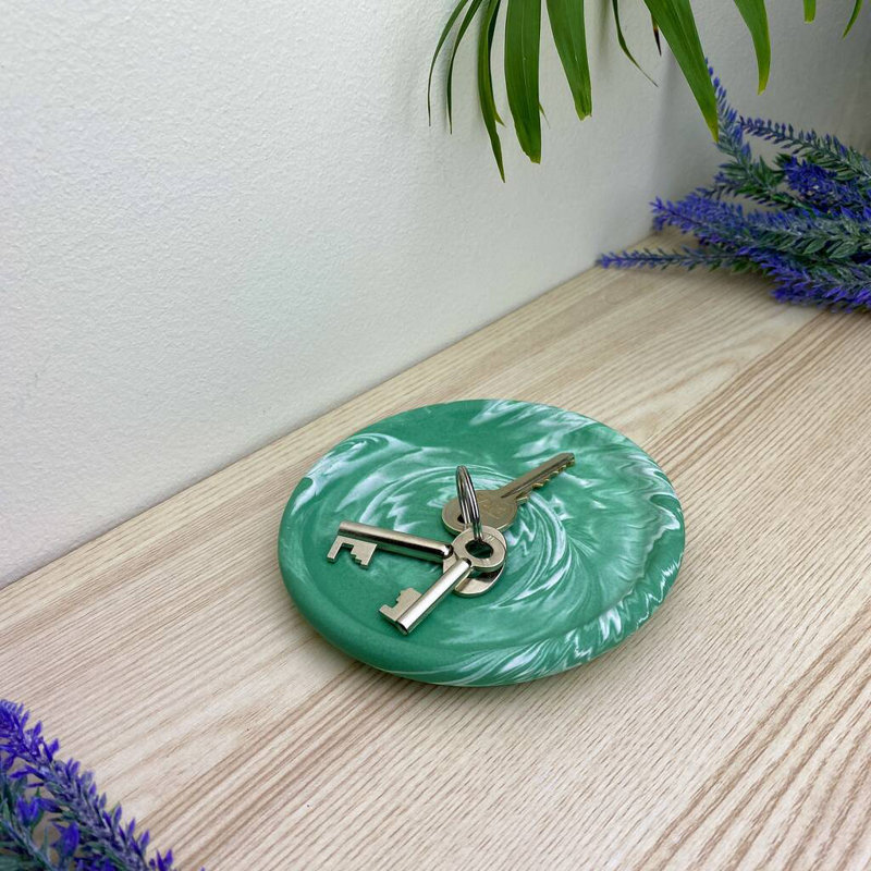 Round Trinket Tray Dish, Green