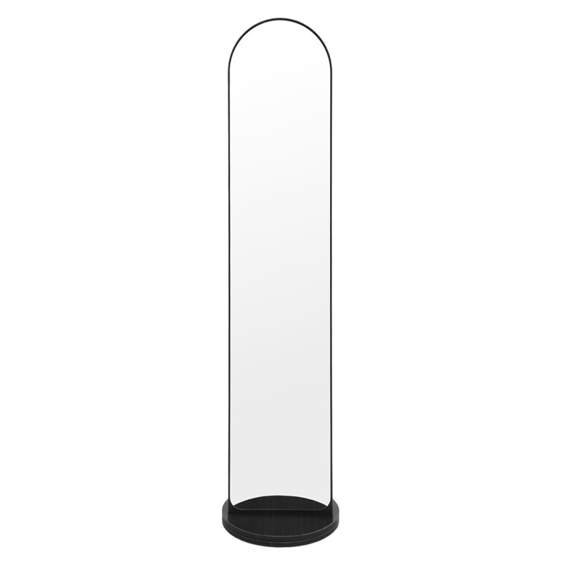 Arch Floor Mirror with Shelves, Black