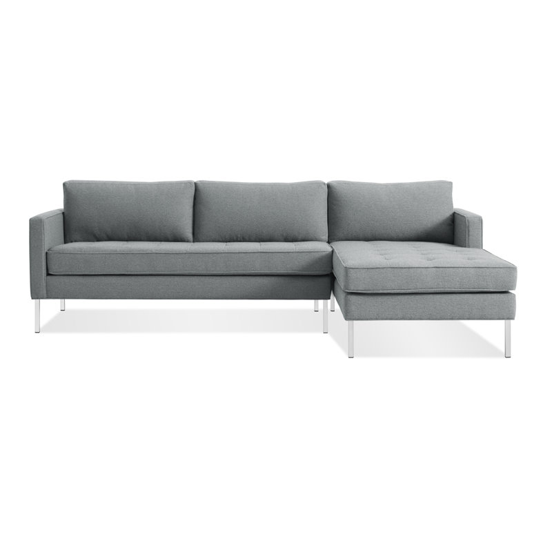 Paramount Chaise Sectional, Stainless Steel, Sanford Ceramic Crossweave, Right Hand Facing
