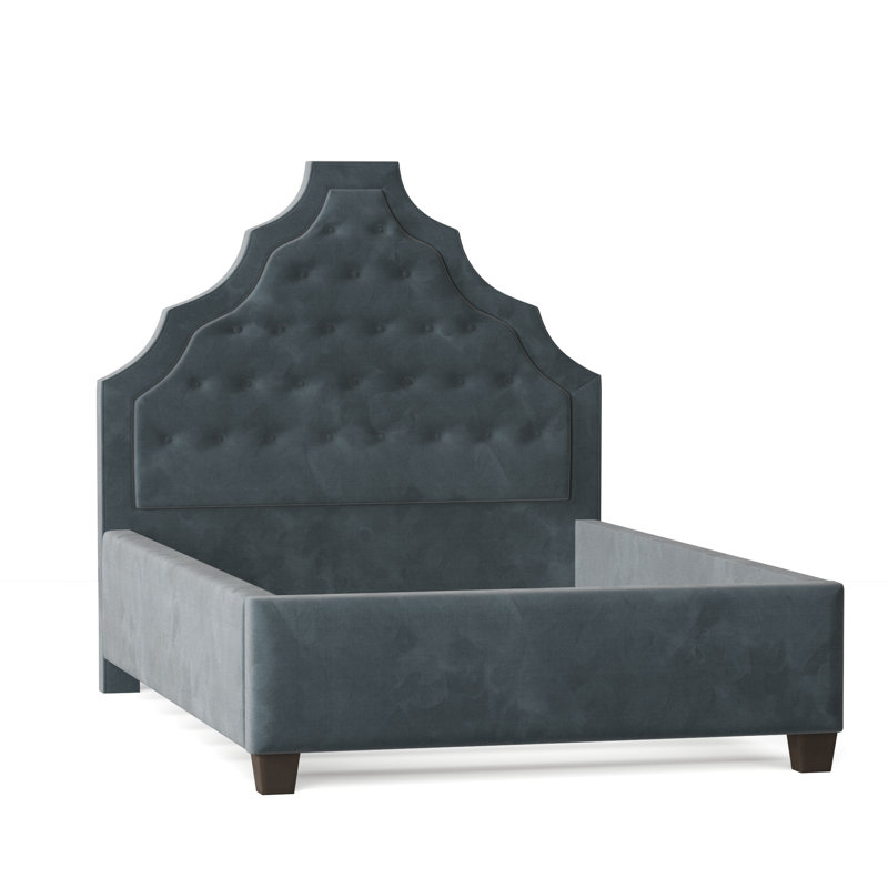 Lexi Upholstered Bed, California King, Bella Black Performance Velvet, Brown Mahogany