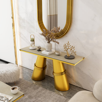 Mehnaz 60'' Glass Top Console Table